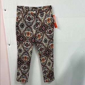 Jude Connally Skinny Pants in Orange and Black with Bold Print